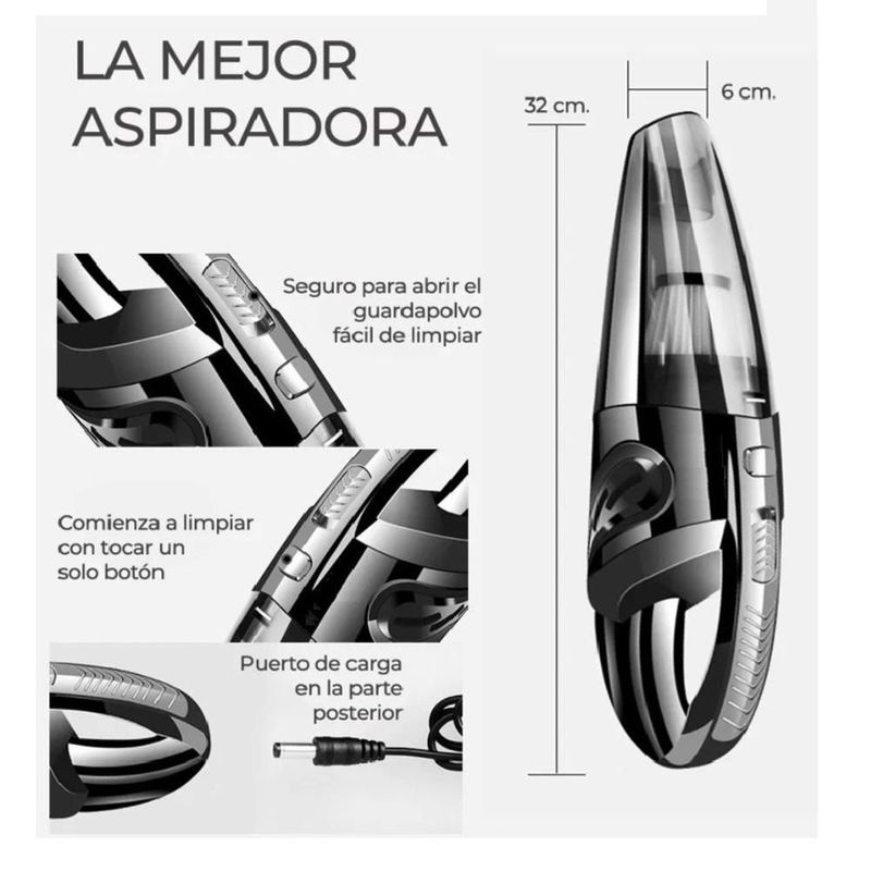 Aspiradora Portátil Inalámbrica Carga Usb Seco Mojado (HOG42)