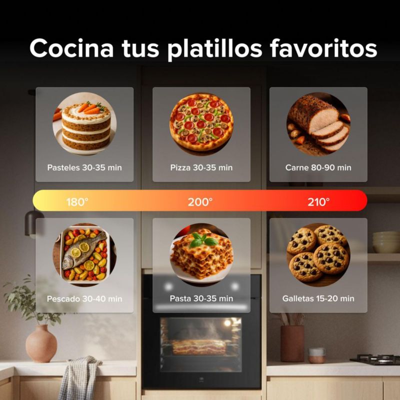 Horno empotrable a gas LP 58 L con 2 perillas de control AVERA HE00LP