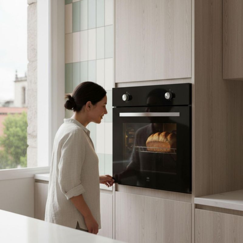 Horno empotrable a gas LP 58 L con 2 perillas de control AVERA HE00LP