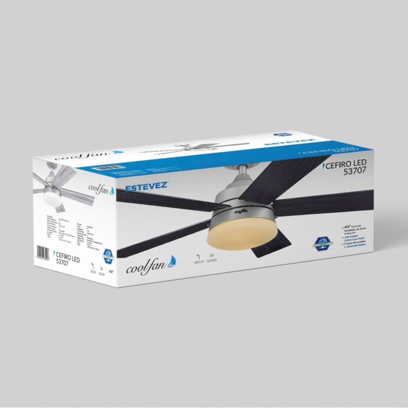 Coolfan Ventilador de Techo Luz LED 44 Pulgadas, apto para Exteriores