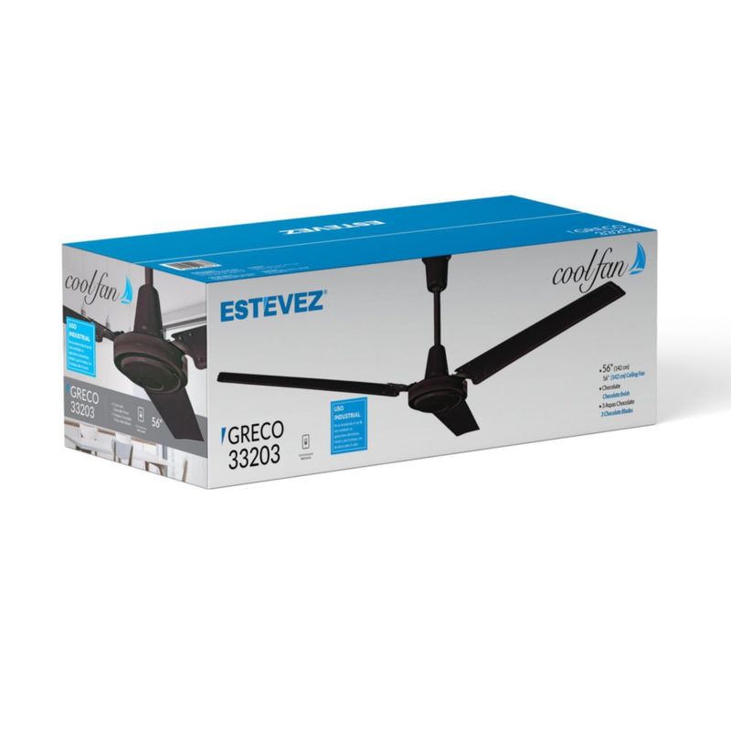 Coolfan Ventilador de Techo de 56 Pulgadas Industrial con Control de Pared y 3 Aspas