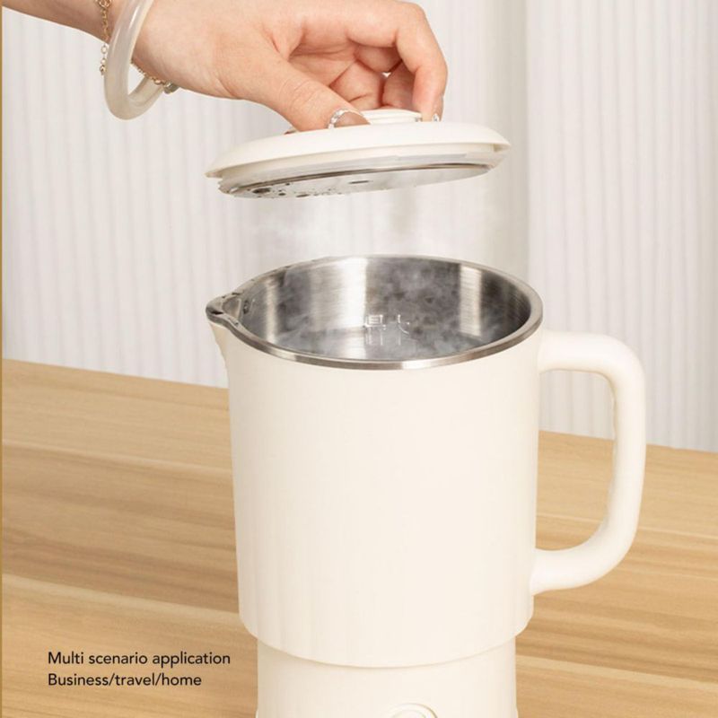 Hervidor Eléctrico de Viaje, Caldera de Agua Caliente de Viaje Portátil de 600 Ml, Acero Inoxidable 304, Caldera de Agua para Te