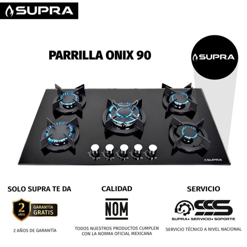 Parrilla de gas empotrable con 5 quemadores de 90cm ONIX 90