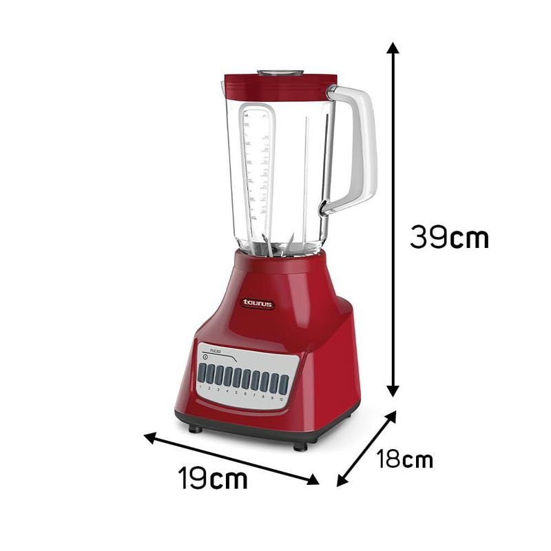 TAURUS POTENZA | Licuadora de Vidrio de 1.5L | 750 Watts 10 Velocidades con Alta Potencia y Durabilidad | Cierre Hermético