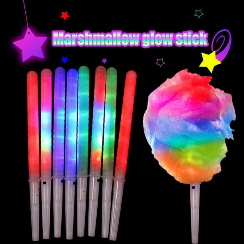 FTVOGUE Máquina de Algodón de Azúcar con Palitos Brillantes LED, Palitos Iluminados para Malvaviscos Individuales (Blanco)