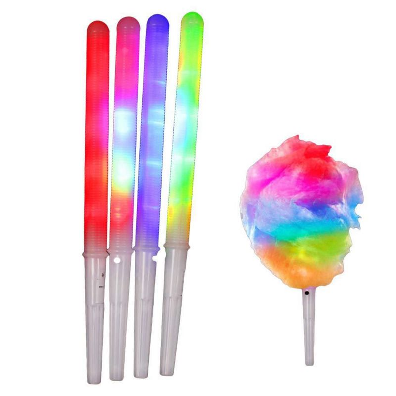 FTVOGUE Máquina de Algodón de Azúcar con Palitos Brillantes LED, Palitos Iluminados para Malvaviscos Individuales (Blanco)