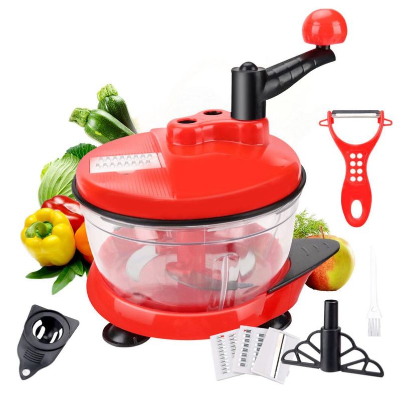 Procesador De Alimentos Manual,Picadora de Carne multifunción,Cortador Rápido de Verduras&Carne Doméstica con Tres Modos Picado,
