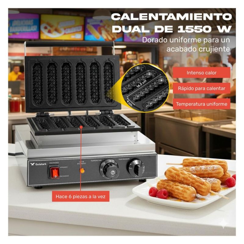 Maquina para Banderillas Gutstark Comercial Industrial con Control de Temperatura Equipo Profesional para Negocio Cocina Rapida Acero Resistente