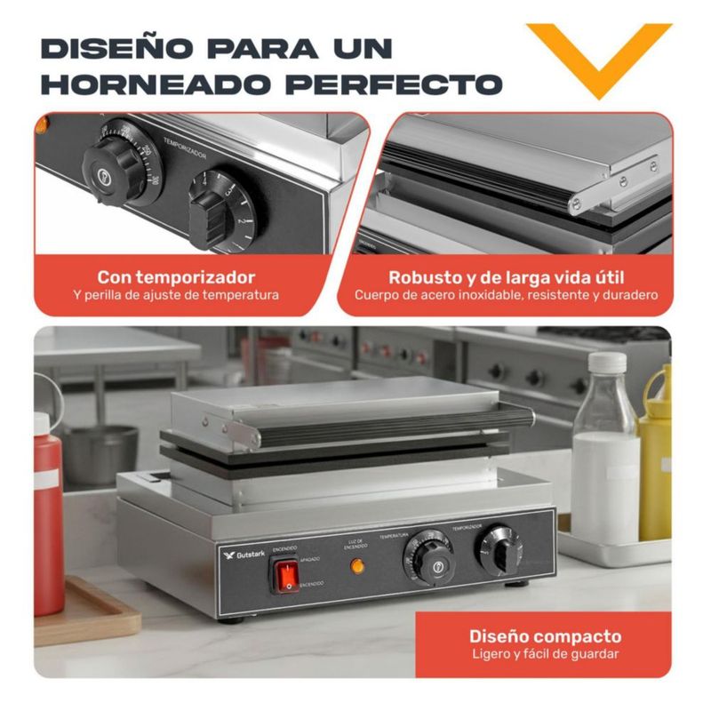 Maquina para Banderillas Gutstark Comercial Industrial con Control de Temperatura Equipo Profesional para Negocio Cocina Rapida Acero Resistente