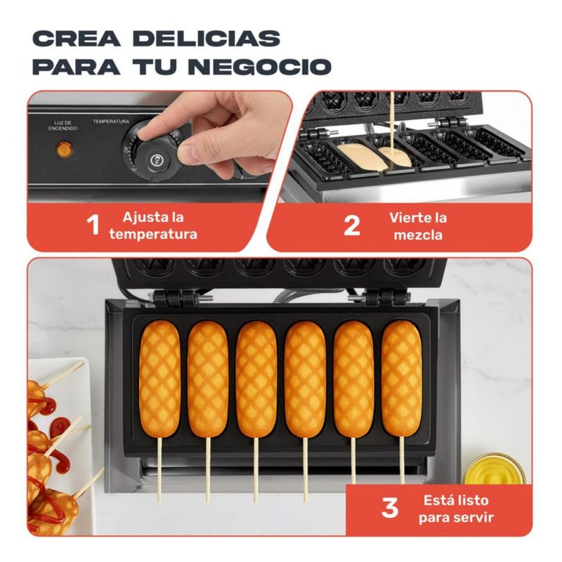 Maquina para Banderillas Gutstark Comercial Industrial con Control de Temperatura Equipo Profesional para Negocio Cocina Rapida Acero Resistente