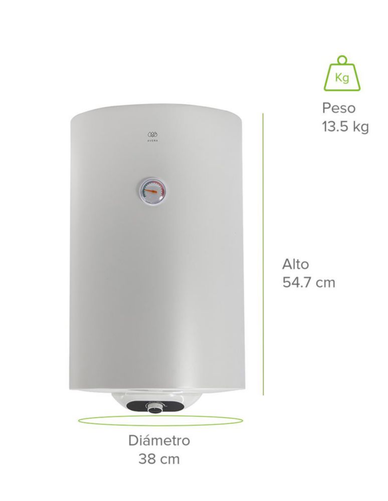 Boiler de depósito 30 Litros Calentador de agua eléctrico 1 Servicio Hasta 75°C 127V Avera C30LE