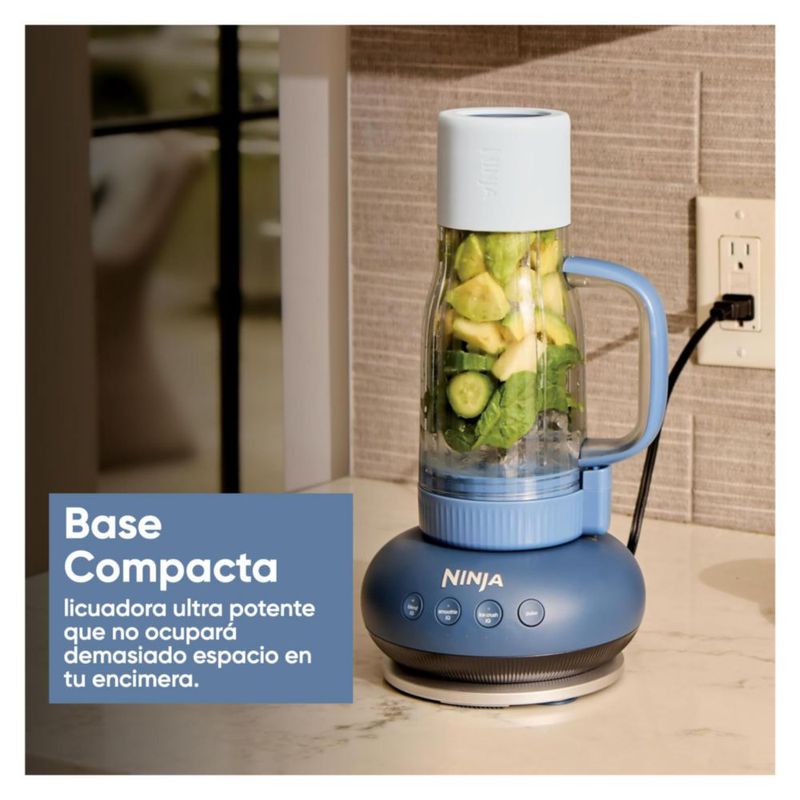 Ninja PB051 Cafetera de cápsulas y café molido - Compatible con cápsulas K-Cup, espumador de leche plegable, con depósito extraíble – Color Azul