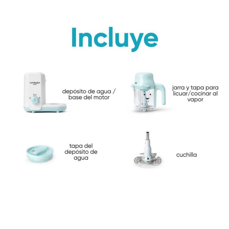 Nutribullet Baby Steam + Blend - Vaporizador y Procesador de Alimentos para Bebés 2 en 1 - Cocina, Vaporiza y Mezcla