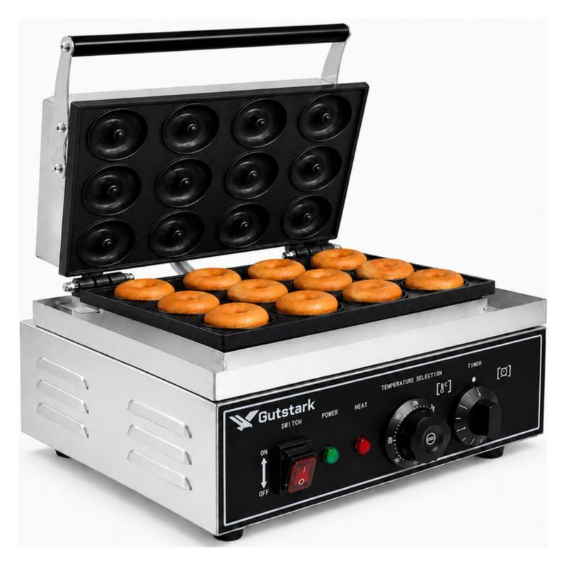 Maquina Donas 12 Piezas Gutstark Industrial Comercial Temperatura Regulable Profesional Negocio Cocina Rapida Antiadherente Resistente Produccion Masa