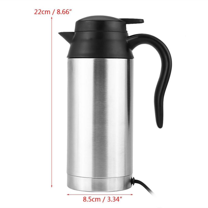 Hervidor Eléctrico para Coche, 750ml 12V, Taza de Calefacción de Acero Inoxidable para Coche, Termos de Viaje Eléctricos, Taza d
