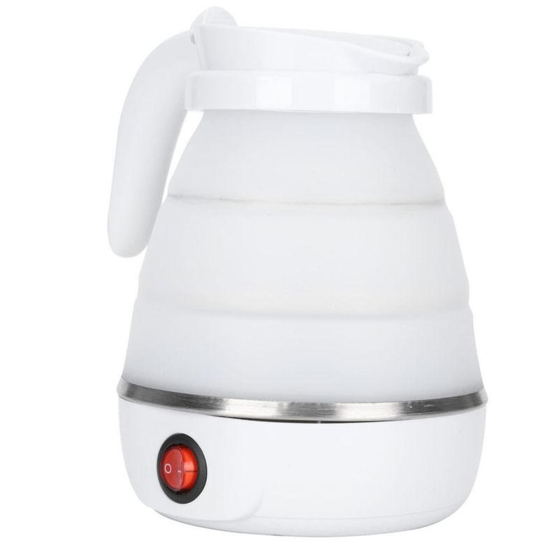 Hervidor de Agua Plegable de Silicona Portátil, Hervidor Eléctrico de 400W para Viajes Domésticos (WHITE)