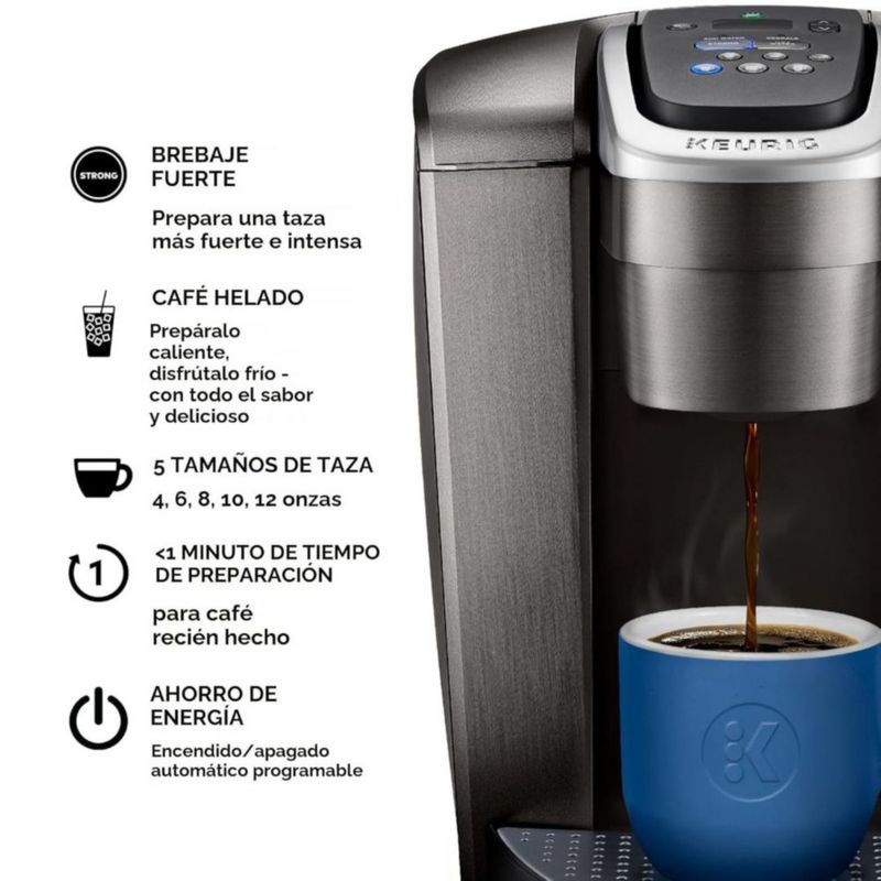 Keurig Cafetera K-Elite, cafetera de vainas K-Cup de una sola porción, con capacidad de café helado – Color Pizarra