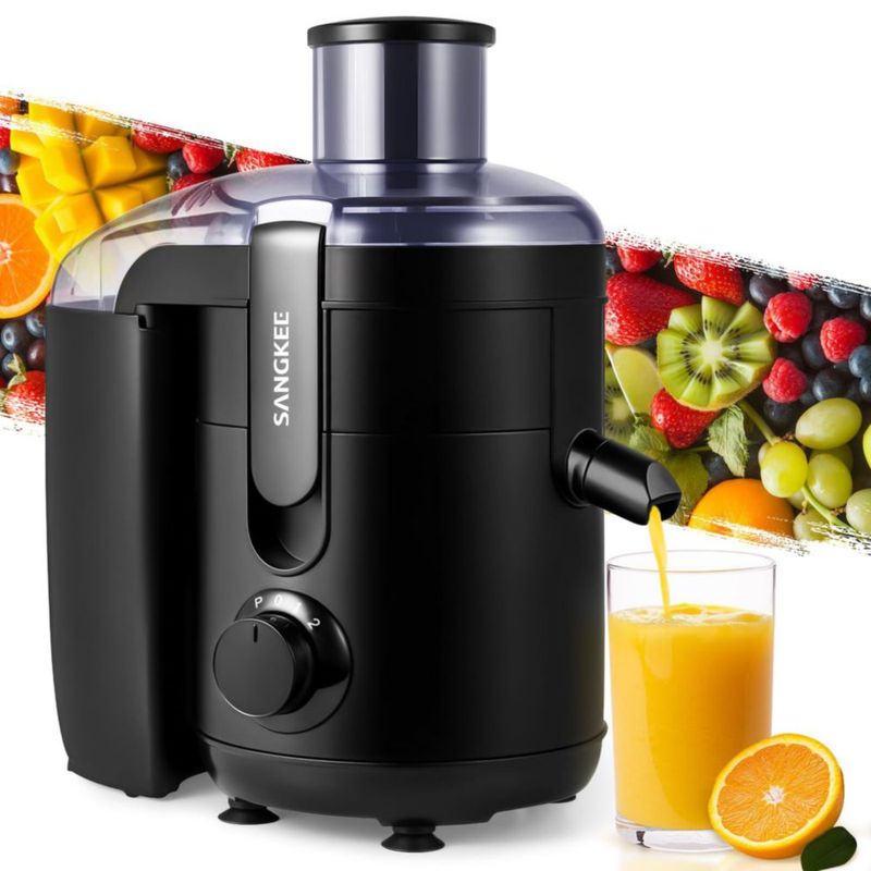 SANGKEE Extractor de Jugos, 2 Modos Velocidad Extractores de Exprimidores Eléctricos 350W, Exprimidores Multiusos para verduras