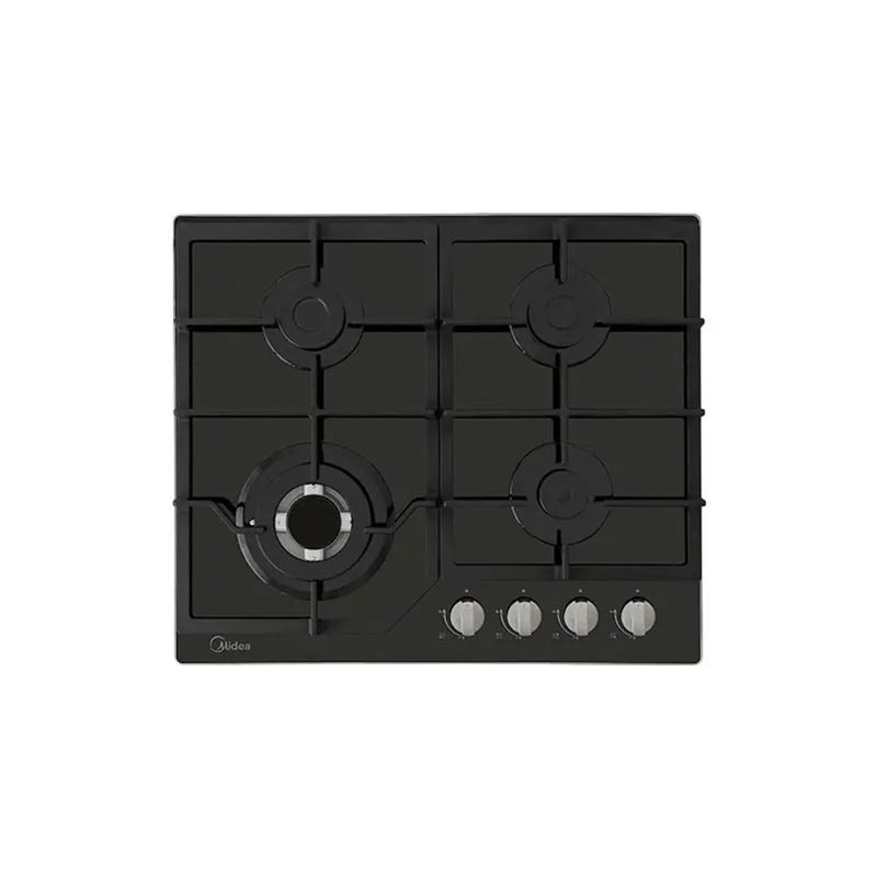 Parrilla de Empotre Midea MTGB24R3402GG 24" 4 Quemadores Cristal Templado Negra