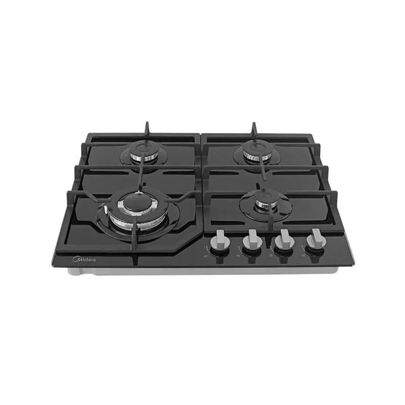 Parrilla de Empotre Midea MTGB24R3402GG 24" 4 Quemadores Cristal Templado Negra