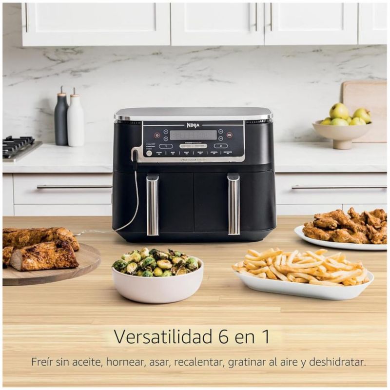 Ninja Foodi DZ550 DualZone Smart XL 10 Qt - Freidora de Aire 6 en 1 con 2 Cestas Independientes, Color Negro