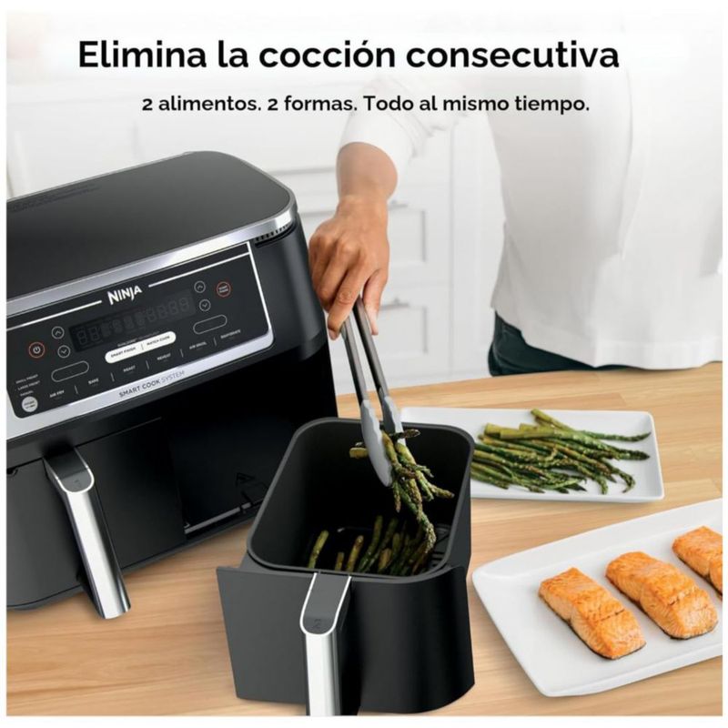 Ninja Foodi DZ550 DualZone Smart XL 10 Qt - Freidora de Aire 6 en 1 con 2 Cestas Independientes, Color Negro