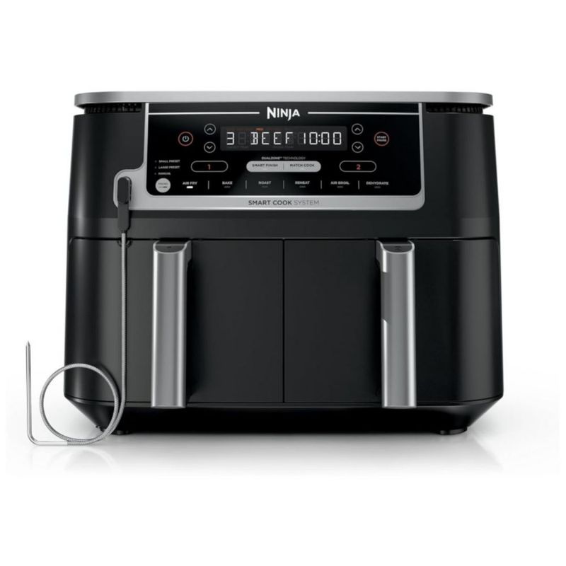 Ninja Foodi DZ550 DualZone Smart XL 10 Qt - Freidora de Aire 6 en 1 con 2 Cestas Independientes, Color Negro