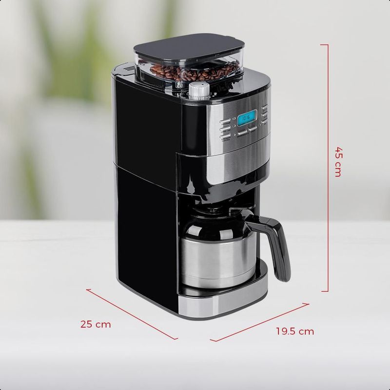 Cafetera y Molino 2 en 1 DAEWOO 1L 8 niveles pantalla LCD