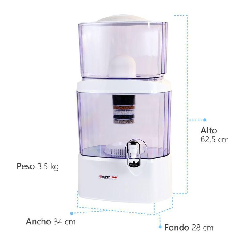 Purificador de agua dispensador Hypermark Clearwater filter Blanco 24 litros