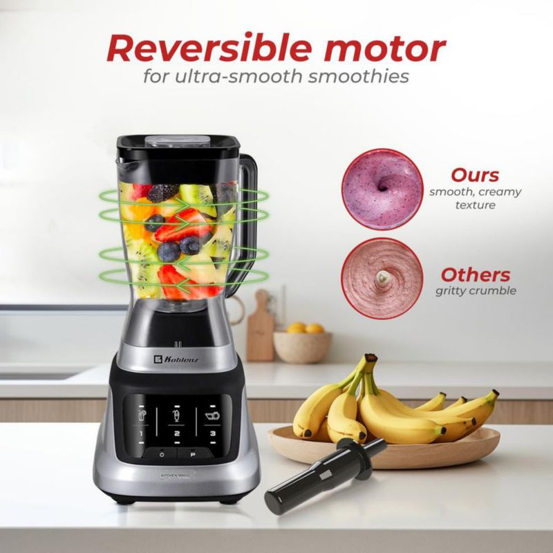 Koblenz Licuadora Profesional LKM-9406, 1200 W, 6 Programas de Licuado, Ultra Silenciosa, Vaso Plástico de 2 L, para Smoothies,