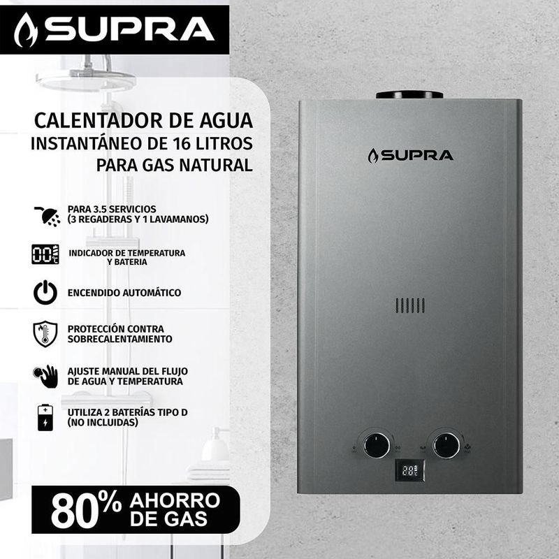 Calentador de agua SUPRA 16L Gas Natural