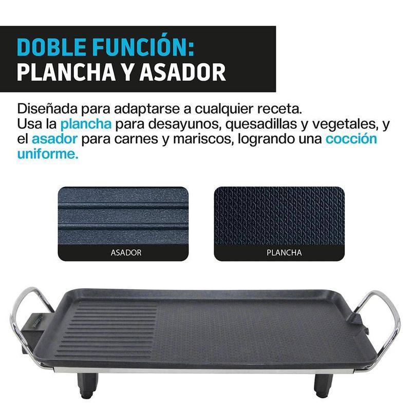 Parrilla Eléctrica para Cocinar con Superficie Antiadherente Extra Grande (46x23cm)
