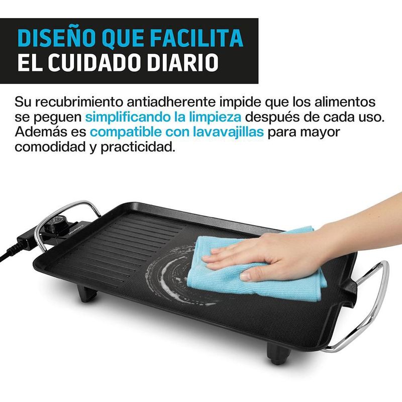 Parrilla Eléctrica para Cocinar con Superficie Antiadherente Extra Grande (46x23cm)