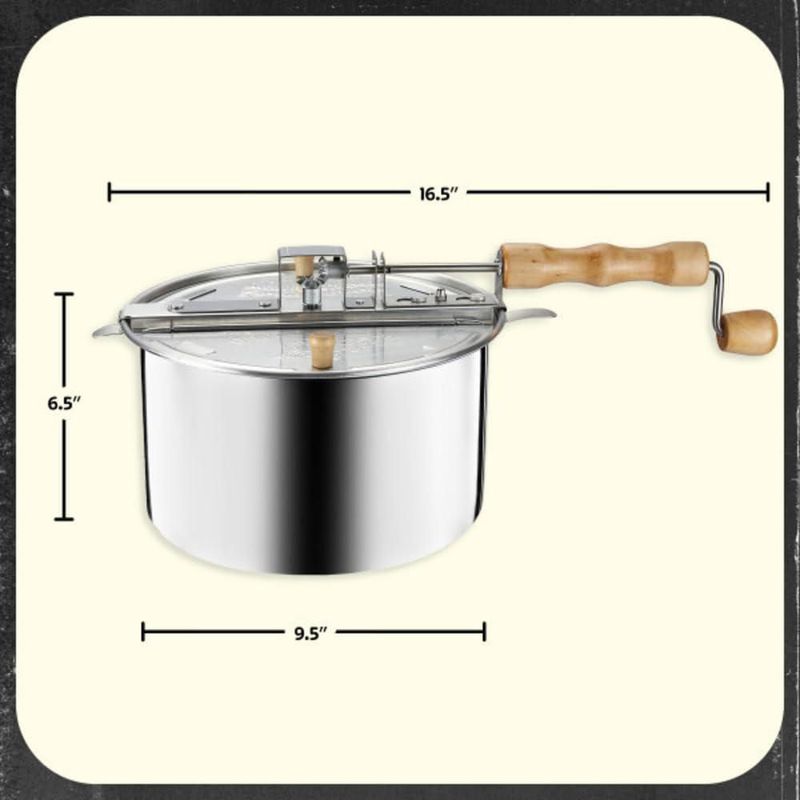 Great Northern Popcorn - Máquina de palomitas de maíz de aluminio de 6 cuartos con manivela, tapa ventilada y paleta de remoción
