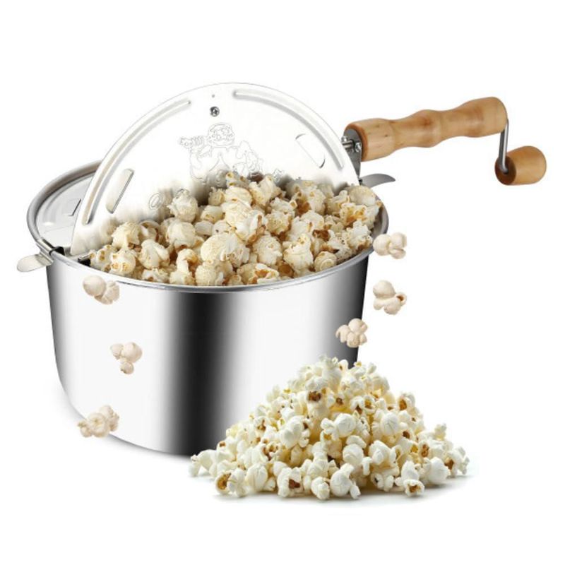 Great Northern Popcorn - Máquina de palomitas de maíz de aluminio de 6 cuartos con manivela, tapa ventilada y paleta de remoción