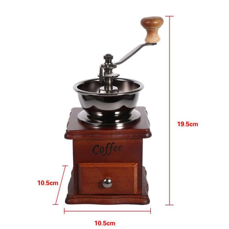 Fdit Retro Design Coffee Bean Hand Grinder Manual Mini Mill Home Office Use Decoration