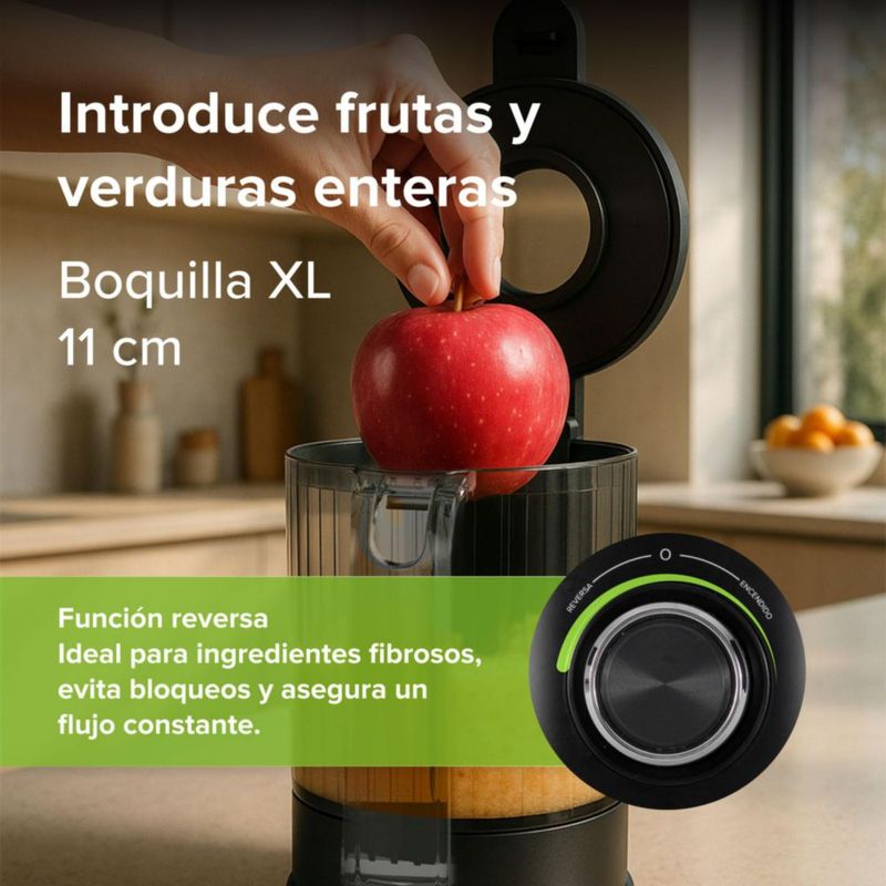 Extractor de jugos prensado en frío sistema de reversa 150W AVERA EJ01