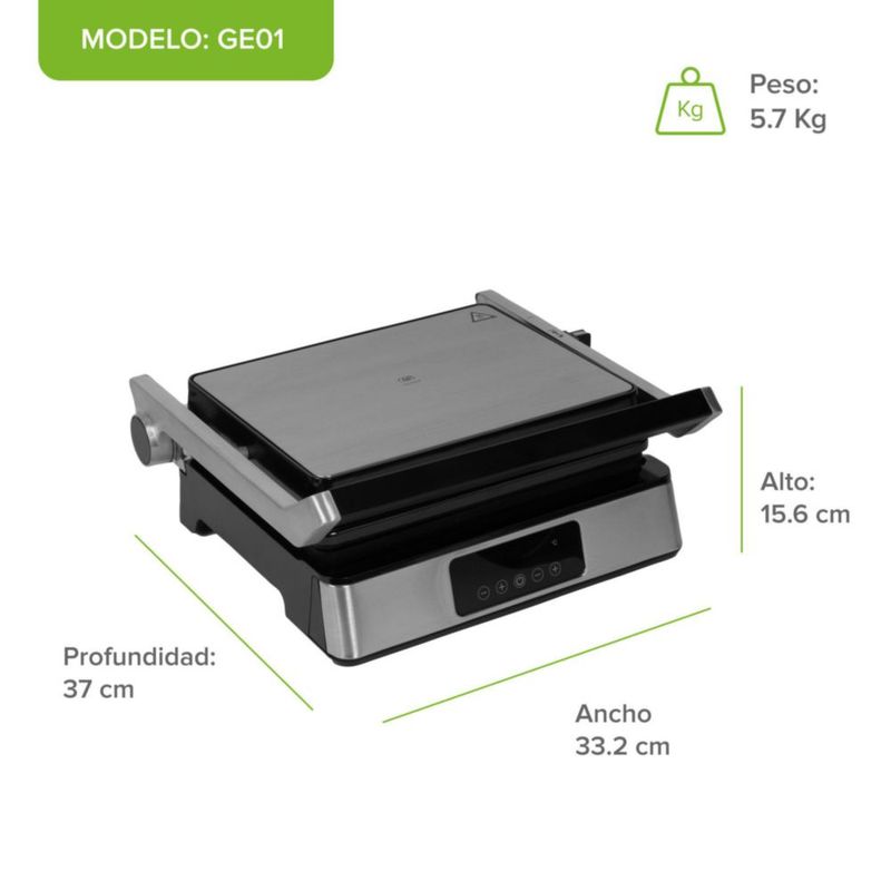 Parrilla grill 3 en 1 con placas intercambiables y apertura 180° AVERA GE01