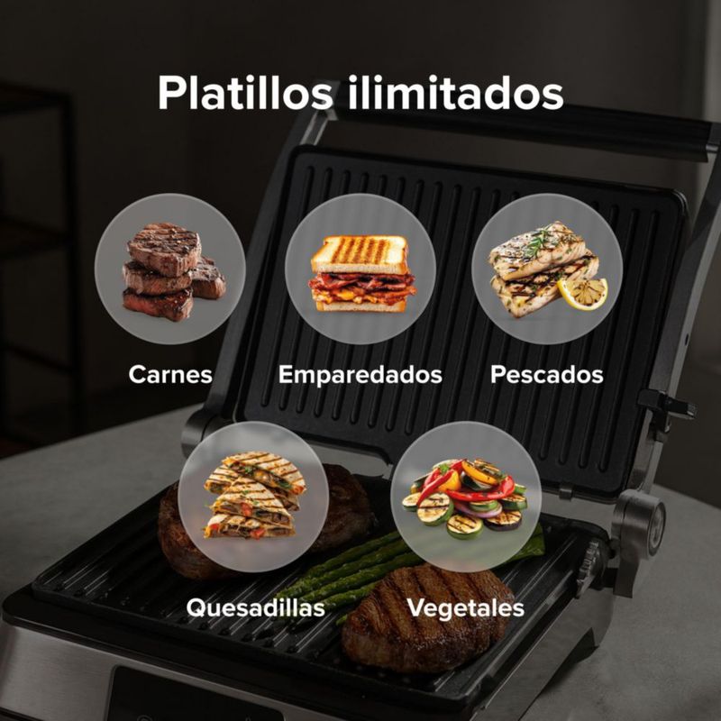 Parrilla grill 3 en 1 con placas intercambiables y apertura 180° AVERA GE01