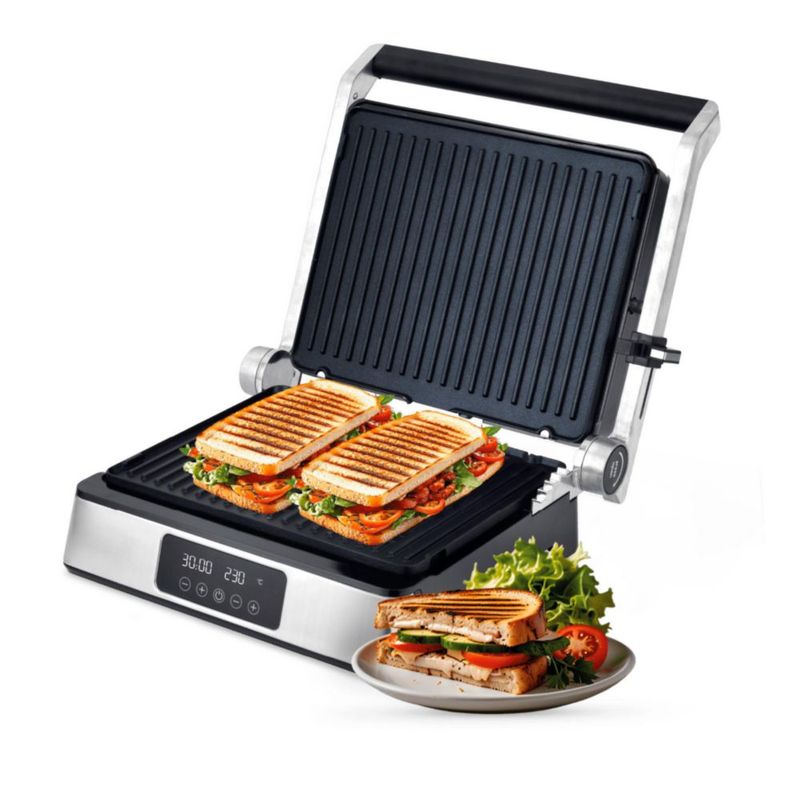 Parrilla grill 3 en 1 con placas intercambiables y apertura 180° AVERA GE01