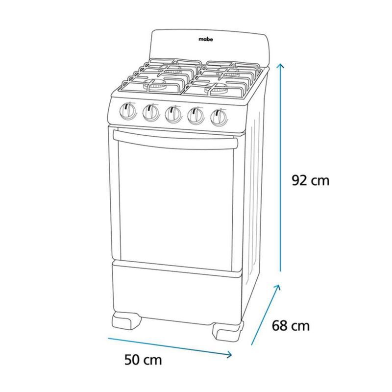Estufa de Piso Mabe 50cm 20" EM5045CAIS1 4 quemadores Tecnologia Ultimate