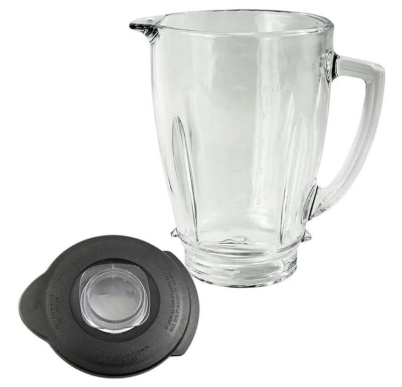Vaso de Vidrio para Licuadora con Tapa, Jarra Redonda, Diseño Reversible