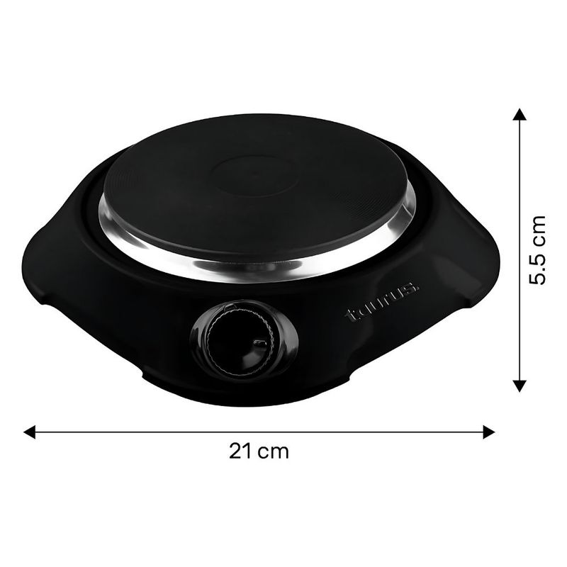 Parrilla eléctrica Taurus Helios con termostato, negro, parilla con disco de hierro fundido, compacta