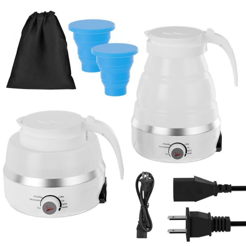 OCCULO Hervidor de Agua Plegable,Ccalentador de agua portatil, Hervidor de Agua de Silicona de 600 ml, Hervidor de Camping con 2