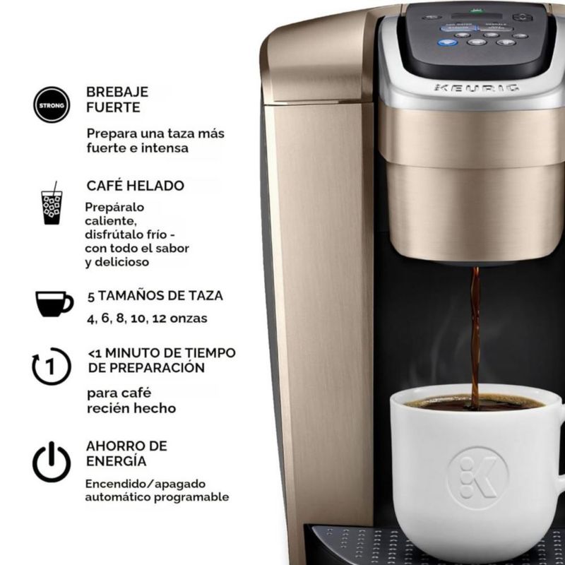 Keurig Cafetera K-Elite, cafetera de vainas K-Cup de una sola porción, con capacidad de café helado – Color Oro