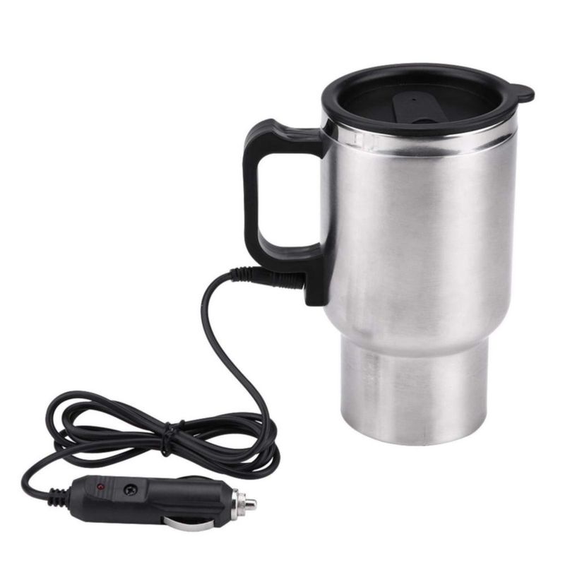 Tyenaza Hervidor Eléctrico para Coche, 12V 450 Ml Taza de Calefacción para Coche, Acero Inoxidable Portátil de Encendedor de Cig