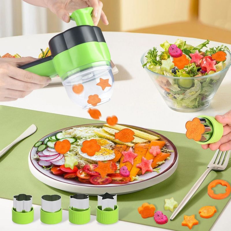 Cortador eléctrico de verduras 4 en 1, portátil, recargable, inalámbrico procesador de alimentos y picadora, rebanada de aliment