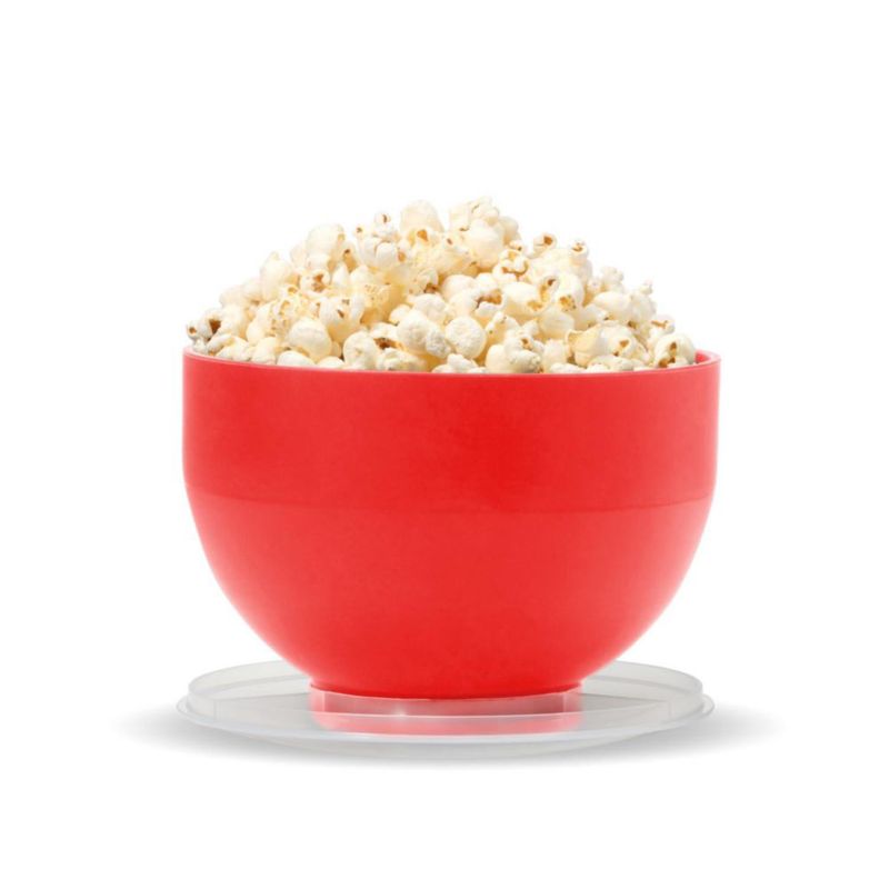 W&P Máquina de palomitas de maíz personal de silicona para microondas, color rojo, tazón plegable con taza de medición integrada