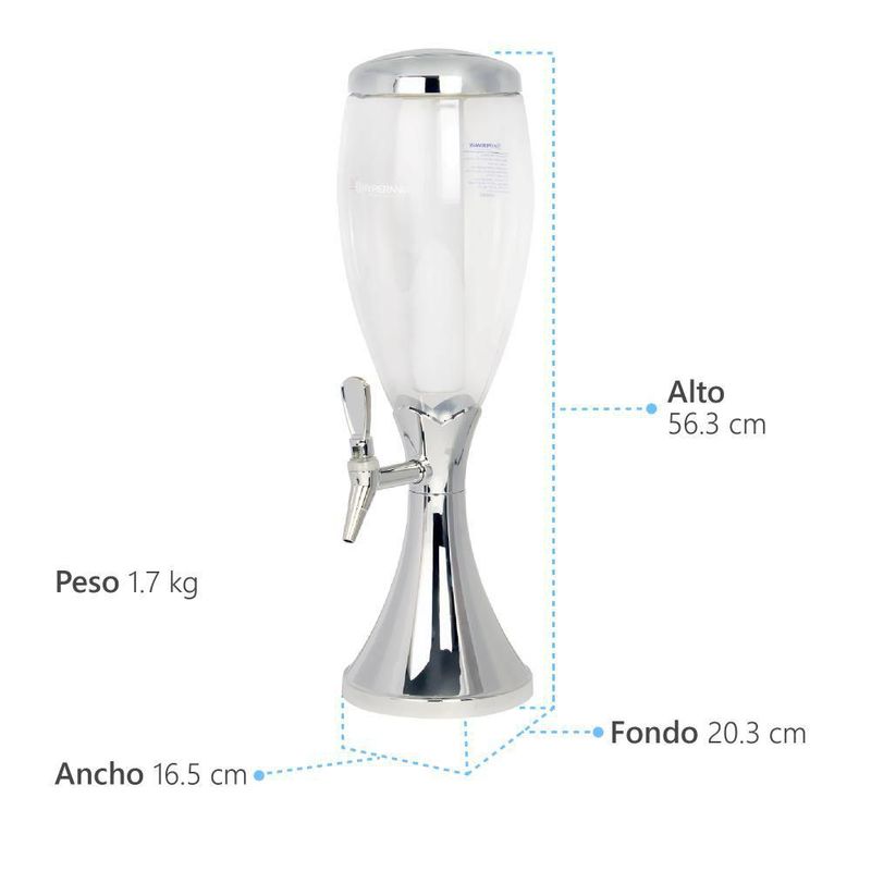 Dispensador de torre de cerveza y bebidas frías Hypermark Claer Beer 3 litros