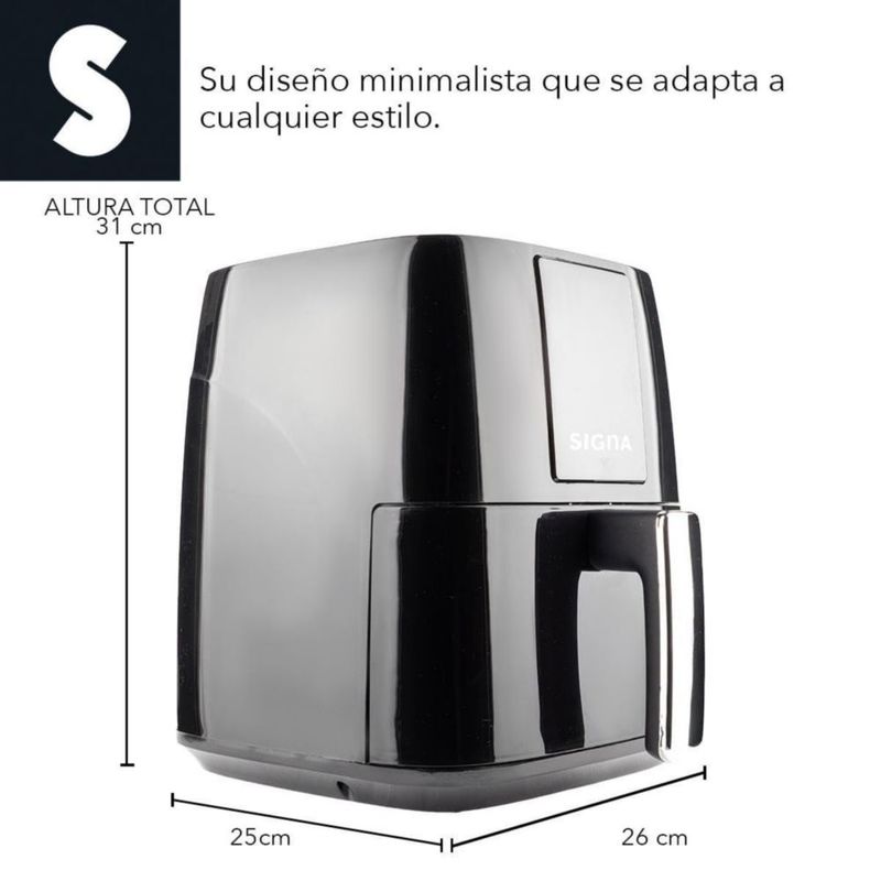 SIGNA Freidora De Aire Electrica 8 Litros 1500W Air Fryer Horno Digital Multifunciona Temperatura Ajustable Antiadherente Tempor